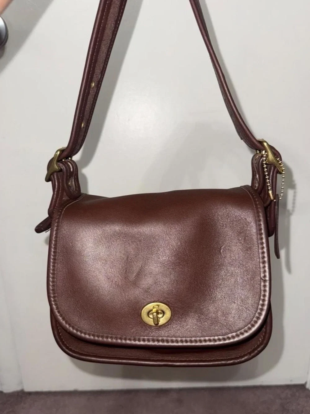 Coach vintage Legacy small flap bag in dark brown leather with gold hardware